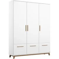 rauch Drehtürenschrank Kleiderschrank Schrank Garderobe Wäscheschrank Schlafzimmer CARLSSON (Breiten: 92/136/181 cm, Höhe 203 cm) mit Spiegel, Griffe und Füße in massiver Eiche MADE IN GERMANY