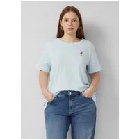 QS Kurzarmshirt T-Shirt Baumwollshirt mit kleiner Stickerei