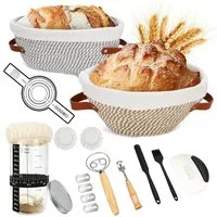 AKKEE Gärkorb 21-teilig Sauerteig-Starter-Set mit Liner Gärkörbchen für Brotteig, Komplettset zum Brotbacken für Anfänger und erfahrene Hobbybäcker