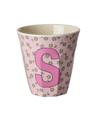 Rice Melamin Becher Buchstabe S/Flowers/Hellrosa 250ml