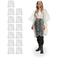 relaxdays Regenponcho Einweg Regenponcho 13er Set (13-St) transparent