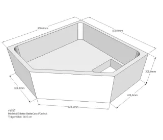 Neuesbad Wannenträger für Bette Caro 90x90x15 Fünfeck SD21082