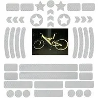 FOUORTUNATE-BEE Reflektorband Reflektierende Aufkleber für Motorrad Helm Auto Fahrrad – 42 Stück, Fluoreszierende Warnstreifen Sticker selbstklebend & wasserfest