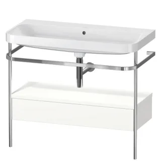 Duravit Happy D.2 Plus c-shaped Set mit Metallkonsole und Schubkasten Weiß Seidenmatt 975x490x850 mm HP4843N3636