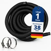 HAF Poolschlauch Schwimmbadschlauch Poolschlauch Solarschlauch Schwarz Ø 38mm 1 Meter, Schlauch "Made in Germany" mit Trennmuffen, inkl. 2 Schlauchschellen aus Edelstahl (25-40mm)