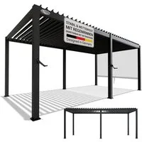 Juskys Terrassendach Tahiti 3x5,9 m, BxT: 590x300 cm, Lamellendach, Pergola für Garten, Terrasse, stabil & wetterfest
