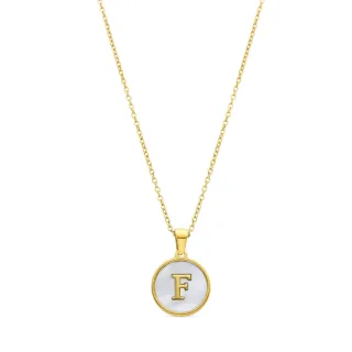 Luxenter-Halskette aus weißem Perlmutt in 18 Karat Gelbgold - Alphabet