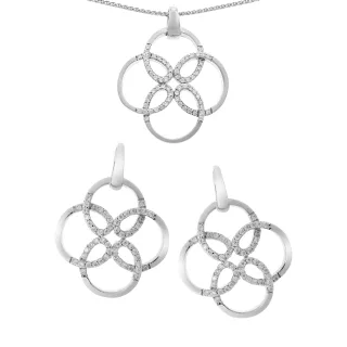 Orphelia Damen 925 Sterling Silber Set: Kettenanhänger + Ohrringe - Silber SET-6085