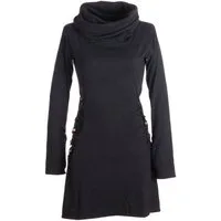 Vishes Jerseykleid Kleid mit langem Kapuzenkragen und Schnürungen Ethno, Goa, Boho, Hippie Style