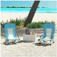 Outsunny Campingstuhl klappbar, mit Getränkehalter, Netzrückenlehne, Tragetasche (2er Set Campingstühle, 2 St), bis 120 kg Gartenstuhl für Garten Strand