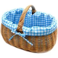 MyBer® Einkaufskorb Weidenkorb Korb geflochten 52/37/21cm (40 mit Griff), Stabiler Tragekorb aus Weide braun mit Stoffeinlage
