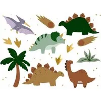 partydeco Kindertattoo Abwaschbare Dinosaurier-Tattoos - 13 Stück - kreative Spielspaß, 13-tlg.