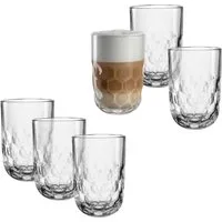 LEONARDO Latte-Macchiato-Glas GOCCE, 380 ml, 6er-Set, 6-tlg., Glas, 1. Variante, mit Tropfenrelief