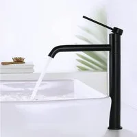 HOMELODY Badarmatur Schwarz Wasserhahn Bad aus Edelstahl Badarmatur Waschbecken Armatur (Set, Warmwasser Mischbatterie) Edelstahl 304,Um 180° drehbar