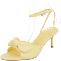 Ital-Design Damen Sandalette mit Schleifendetail und T-Steg Sandalette (91849052) Pfennig-/Stilettoabsatz Sandalen & Sandaletten in Gelb