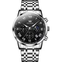 OLEVS Quarzuhr Herrenuhr Olevs Chronograph Tag-Nacht Anzeige und Edelstahlarmband