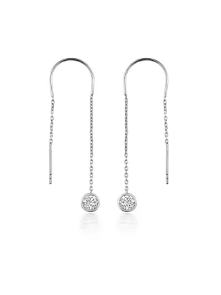 Dkeniz Ohrhänger 925/- Sterling Silber rhodiniert Glänzend 8cm Zirkonia Weiß