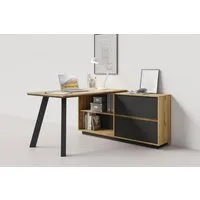 byLIVING Schreibtisch TALOS, Tischplatte Evoke Eiche, aufgedoppelt, zweifarbige Kante, Schubkästen