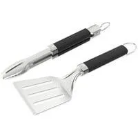 Grillbesteck Kompakt, 2-teilig edelstahl/schwarz, Wender und Grillzange