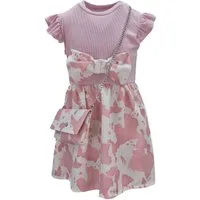 Girls Fashion Sommerkleid Mädchen Kleid Sommerkleid mit Tasche, K9286e