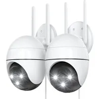 Topcony Überwachungskamera 2K Überwachungskamera Aussen Kamera Überwachung Aussen Wlan IP (Aussen, AuBenbereich, außen, utdoor Kabel Außenkamera WiFi PTZ Outdoor Camera Dome Aussen kamera, 2-tlg., Videoüberwachung Kamera mit Farbige Nachtsicht Bewegu
