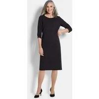 GOLDNER Etuikleid Jerseykleid mit Krepp-Qualität Midikleid mit Rundhals, Knopfverschluss, 3/4-Arm und Knielänge
