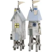 Chic Antique Dekoobjekt Chic Antique - 2x Deko Standhaus Strandhäuser Haus Häuser Holz