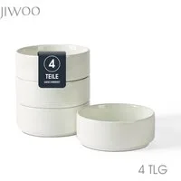 JIWOO Salatschüssel 4er Ø13,5cm, Müslischüssel Suppenschüssel Dessertschale Obstschale, Keramik, (Schüsselset, 4-tlg), Bowl Hochwertiges Schüsseln Weiß Schüssel Mikrowellenofen Spülmaschine