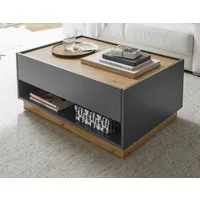 Furn.Design Couchtisch Center (in grau mit Eiche, 90 x 60 cm), mit Schublade und Stauraum