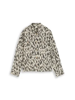 Tom Tailor - Regular Fit Jacke mit Leinenanteil sand stone beige abstract dot - Gr. - 38