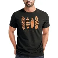 Neverless Print-Shirt Herren T-Shirt Surfing Fashion Aufdruck Long Beach Surfboard Sommer mit Print