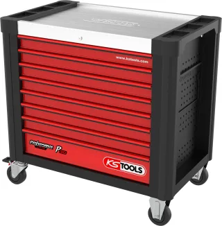 KS Tools PERFORMANCEplus P30 SCHWARZ-ROT Werkstattwagen mit 8 Schubladen - 873.4008