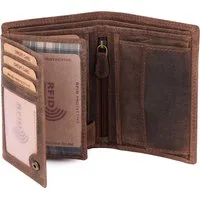 Benthill Geldbörse Herren Echt Leder Portemonnaie RFID Männer Geldbeutel Vintage Slim, RFID-Schutz Kartenfächer Münzfach
