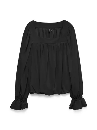 VERO MODA - VMTILLY LS SQUARE NECK TOP JRS GA Black - Gr. - XS
