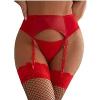 Lau-Fashion Strapsgürtel Wetlook Strumpfgürtel Strumpfhalter Strapse Dessous String Gogo S/XL