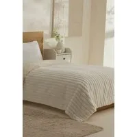 Karaca Tagesdecke Karaca Stripe Sherpa Weiße Decke Tagesdecke Bettdecke 150x200
