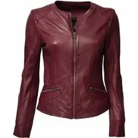 Zimmert Leather Lederjacke Bea (1-St) kragenlos, weiches Lammnappa, leichte Lederjacke, cognac, braun, Rot