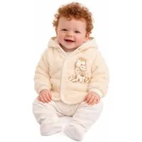 La Bortini Fleecejacke Baby Jacke Baby-Anorak aus Fleece mit Baumwoll-Futter in Creme (für Mädchen und Jungen, neutral) kuschelig weich, 62 68 74 80 86, neutral, in Creme