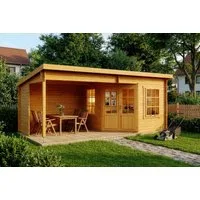 Alpholz Gartenhaus Holz Carl, BxT: 598x330 cm, in Imprägniert (Pinie) mit 28mm Wandstärke