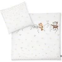 Julius Zöllner Kinderbettwäsche Schlummerbande, 80x80 cm für Wiegen, Stubenwagen und Kinderwagen, Renforcé, 2 teilig, in 100x135cm passt in Babybetten von 70x140 und 60x120 cm