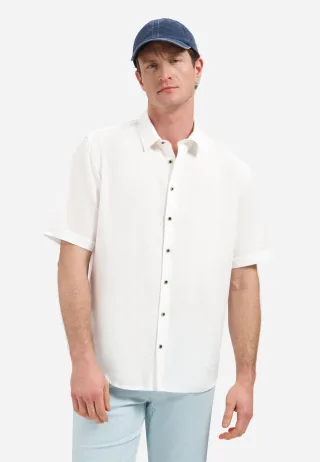 No Excess - Shirt Short Sleeve With Linen white - Gr. - M
