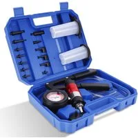 BlingBin Reifenfüllmessgerät Kfz Vakuumpumpe Handpumpe Druckpumpe Bremsenentlüfter Vakuumtester Kit, 1er Set, 22-tlg., 21tlg Vakuumtester Kit, Auto Unterdruckpumpe Bremsen Entlüften Unterdruck Prüfgerät