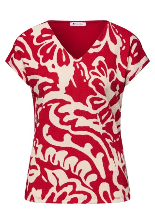 Street One - T-Shirt mit Split Neck und Frontprint salsa red - Gr. - 34