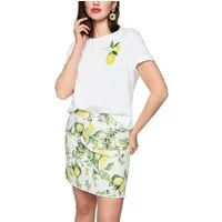 Marc Cain T-Shirt Amalfi Portofino Lemons Premium Damenmode Zitronenprint mit kleinen Pailletten und Mini-Perlen