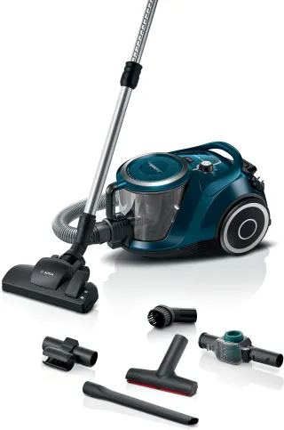 BOSCH Bodenstaubsauger "Serie 6 ProFamily BGC41XFMLY, Testsieger, ideal für Allergiker" 750 W beutellos Hygiene-Filter, 10 Jahre Motorgarantie, XXL-Polsterdüse, leise, blau
