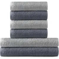 BARBONS Handtuch Set Handtücher 6-tlg, 2x Badetuch & 4x Badehandtuch Duschtücher, (6-St), Walkfrottee, 100% Baumwolle, saugstark, weich