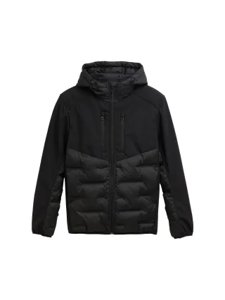 Denim Tom Tailor - Hybrid Steppjacke mit Kapuze black - Gr. - S