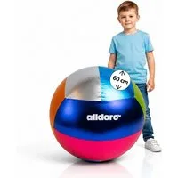 alldoro Jumboball XXL Spielball aufblasbar 60 cm, Metallic Ball für Kinder, Metallisch glänzender Riesenball zum Kicken, Werfen, Fangen