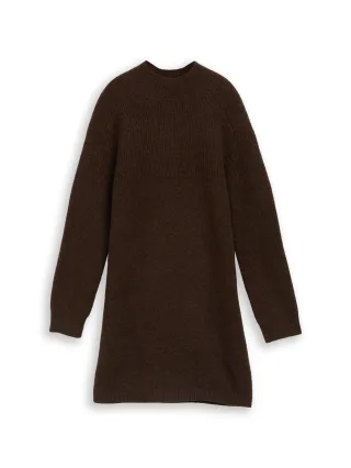 Denim Tom Tailor - Mini-Strickkleid in Melange-Optik cool dark brown melange - Gr. - XL