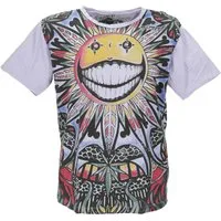 Guru-Shop T-Shirt Mirror T-Shirt - Happy Day/ flieder Goa Style, Festival, alternative Bekleidung